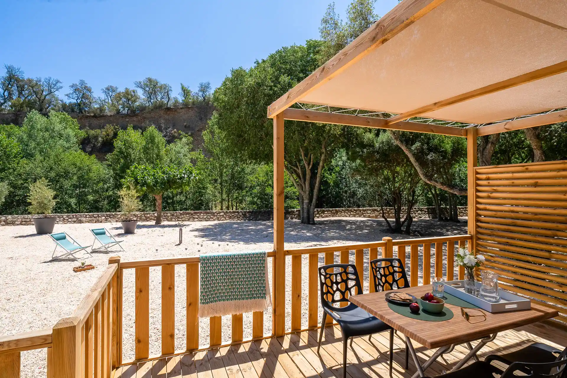 vue depuis la terrasse du mobil-home