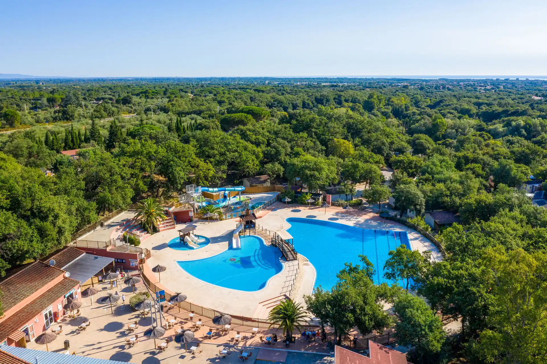 aerial view swimming pool